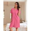 Ekouaer Women Zipper Robes Waffle Short Bathrobe Lightweight House Coat with Pockets Soft Nightgown S-3XL(Hot Pink)