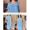Ekouaer Womens Zip Up Robe Lace Short Sleeve Bathrobes Knee Length Zipper Housecoat Lightweight Nightgowns(Light Blue)
