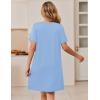Ekouaer Womens Zip Up Robe Lace Short Sleeve Bathrobes Knee Length Zipper Housecoat Lightweight Nightgowns(Light Blue)