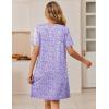 Ekouaer Womens Zip Up Robe Lace Short Sleeve Bathrobes Knee Length Zipper Housecoat Lightweight Nightgowns(Purple Dots)