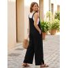 Ekouaer Overalls for Women Loose Wide Leg Jumpsuits Casual One Piece Floral Boho Outfits Baggy Jumpers Comfy Summer Rompers(Black)