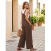 Ekouaer Overalls for Women Loose Wide Leg Jumpsuits Casual One Piece Floral Boho Outfits Baggy Jumpers Comfy Summer Rompers(Brown)