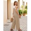 Ekouaer Overalls for Women Loose Wide Leg Jumpsuits Casual One Piece Floral Boho Outfits Baggy Jumpers Comfy Summer Rompers(Khaki)