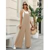 Ekouaer Overalls for Women Loose Wide Leg Jumpsuits Casual One Piece Floral Boho Outfits Baggy Jumpers Comfy Summer Rompers(Khaki)
