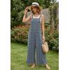 Ekouaer Overalls for Women Loose Wide Leg Jumpsuits Casual One Piece Floral Boho Outfits Baggy Jumpers Comfy Summer Rompers(Navy Blue Floral)