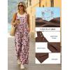 Ekouaer Overalls for Women Loose Wide Leg Jumpsuits Casual One Piece Floral Boho Outfits Baggy Jumpers Comfy Summer Rompers(Orange Pink Floral)