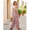 Ekouaer Overalls for Women Loose Wide Leg Jumpsuits Casual One Piece Floral Boho Outfits Baggy Jumpers Comfy Summer Rompers(Orange Pink Floral)