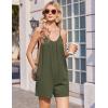 Ekouaer Summer Rompers for Women Boho Beach Vacation Outfits Sleeveless Loose Shorts Overalls 2026 Jumpsuit With Pockets(Army Green)