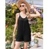 Ekouaer Summer Rompers for Women Boho Beach Vacation Outfits Sleeveless Loose Shorts Overalls 2026 Jumpsuit With Pockets(Black)