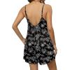 Ekouaer Summer Rompers for Women Boho Beach Vacation Outfits Sleeveless Loose Shorts Overalls 2026 Jumpsuit With Pockets(Black Floral)