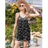 Ekouaer Summer Rompers for Women Boho Beach Vacation Outfits Sleeveless Loose Shorts Overalls 2026 Jumpsuit With Pockets(Black Floral)