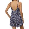 Ekouaer Summer Rompers for Women Boho Beach Vacation Outfits Sleeveless Loose Shorts Overalls 2026 Jumpsuit With Pockets(Dark Blue Floral)