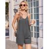 Ekouaer Summer Rompers for Women Boho Beach Vacation Outfits Sleeveless Loose Shorts Overalls 2026 Jumpsuit With Pockets(Dark Grey)