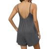 Ekouaer Summer Rompers for Women Boho Beach Vacation Outfits Sleeveless Loose Shorts Overalls 2026 Jumpsuit With Pockets(Dark Grey)