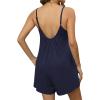 Ekouaer Summer Rompers for Women Boho Beach Vacation Outfits Sleeveless Loose Shorts Overalls 2026 Jumpsuit With Pockets(Navy Blue)