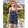 Ekouaer Summer Rompers for Women Boho Beach Vacation Outfits Sleeveless Loose Shorts Overalls 2026 Jumpsuit With Pockets(Navy Blue Floral)