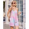 Ekouaer Summer Rompers for Women Boho Beach Vacation Outfits Sleeveless Loose Shorts Overalls 2026 Jumpsuit With Pockets(Pink Tie-dye)