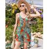 Ekouaer Summer Rompers for Women Boho Beach Vacation Outfits Sleeveless Loose Shorts Overalls 2026 Jumpsuit With Pockets(Plant Leaves Floral)