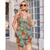 Ekouaer Summer Rompers for Women Boho Beach Vacation Outfits Sleeveless Loose Shorts Overalls 2026 Jumpsuit With Pockets(Plant Leaves Floral)