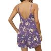 Ekouaer Summer Rompers for Women Boho Beach Vacation Outfits Sleeveless Loose Shorts Overalls 2026 Jumpsuit With Pockets(Purple Floral)