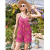 Ekouaer Summer Rompers for Women Boho Beach Vacation Outfits Sleeveless Loose Shorts Overalls 2026 Jumpsuit With Pockets(Rose Pink Floral)