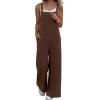 Ekouaer Overalls for Women Loose Wide Leg Jumpsuits Casual One Piece Floral Boho Outfits Baggy Jumpers Comfy Summer Rompers(Brown)