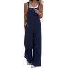 Ekouaer Overalls for Women Loose Wide Leg Jumpsuits Casual One Piece Floral Boho Outfits Baggy Jumpers Comfy Summer Rompers(Navy Blue)