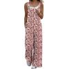 Ekouaer Overalls for Women Loose Wide Leg Jumpsuits Casual One Piece Floral Boho Outfits Baggy Jumpers Comfy Summer Rompers(Orange Pink Floral)