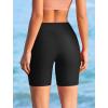 Ekouaer Women’s 8.5″ Board Shorts High Waisted Swim Shorts Cross Waist Beach Surf Swimwear Swimsuit Bottoms with Pocket S-3XL(A-black-01)