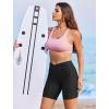 Ekouaer Women’s 8.5″ Board Shorts High Waisted Swim Shorts Cross Waist Beach Surf Swimwear Swimsuit Bottoms with Pocket S-3XL(A-black-01)
