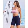 Ekouaer Women’s 8.5″ Board Shorts High Waisted Swim Shorts Cross Waist Beach Surf Swimwear Swimsuit Bottoms with Pocket S-3XL(A-navy Blue-01)