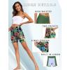 Ekouaer Women’s 8.5″ Board Shorts High Waisted Swim Shorts Cross Waist Beach Surf Swimwear Swimsuit Bottoms with Pocket S-3XL(A-red Tropical Flowers-01)