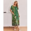 Ekouaer Long Nightgowns for Women 3 Pack Night Gown Short Sleeve House Dress V Neck Lounge Dress Plus Size Sleep Shirts(Black/Black Pink Floral/Green Floral)