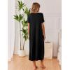 Ekouaer Long Nightgowns for Women 3 Pack Night Gown Short Sleeve House Dress V Neck Lounge Dress Plus Size Sleep Shirts(Black/Grey/Grey Stripe)