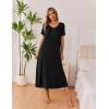 Ekouaer Long Nightgowns for Women 3 Pack Night Gown Short Sleeve House Dress V Neck Lounge Dress Plus Size Sleep Shirts(Black/Lilac/Green Flower)