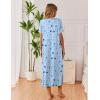 Ekouaer Long Nightgowns for Women 3 Pack Night Gown Short Sleeve House Dress V Neck Lounge Dress Plus Size Sleep Shirts(Blue Moon Star/Purple Star/Pink Floral)