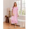 Ekouaer Long Nightgowns for Women 3 Pack Night Gown Short Sleeve House Dress V Neck Lounge Dress Plus Size Sleep Shirts(Blue Moon Star/Purple Star/Pink Floral)