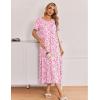 Ekouaer Long Nightgowns for Women 3 Pack Night Gown Short Sleeve House Dress V Neck Lounge Dress Plus Size Sleep Shirts(Blue Moon Star/Purple Star/Pink Floral)