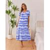 Ekouaer Long Nightgowns for Women 3 Pack Night Gown Short Sleeve House Dress V Neck Lounge Dress Plus Size Sleep Shirts(Tie Dye Blue/White Floral/Green Flower)