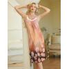 Ekouaer Sleeveless Nightgowns for Women Lace V-neck Long Nightdress Wide Strap Sleepwear Soft Lounge Dresses(Brown Orange Floral)