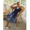 Ekouaer Sleeveless Nightgowns for Women Lace V-neck Long Nightdress Wide Strap Sleepwear Soft Lounge Dresses(Navy Blue Floral)