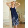 Ekouaer Sleeveless Nightgowns for Women Lace V-neck Long Nightdress Wide Strap Sleepwear Soft Lounge Dresses(Navy Blue Floral)