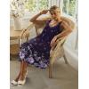 Ekouaer Sleeveless Nightgowns for Women Lace V-neck Long Nightdress Wide Strap Sleepwear Soft Lounge Dresses(Purple Floral)