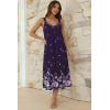 Ekouaer Sleeveless Nightgowns for Women Lace V-neck Long Nightdress Wide Strap Sleepwear Soft Lounge Dresses(Purple Floral)