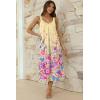 Ekouaer Sleeveless Nightgowns for Women Lace V-neck Long Nightdress Wide Strap Sleepwear Soft Lounge Dresses(Yellow Floral)