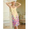 Ekouaer Sleeveless Nightgowns for Women Lace V-neck Long Nightdress Wide Strap Sleepwear Soft Lounge Dresses(Yellow Floral)