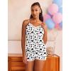 Ekouaer Womens Pajama Sets 2 Piece Lingerie Sleepwear Cute Cami Shorts Pjs Set Soft V Neck Lace Trim Nightwear(Cow)