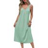 Ekouaer Sleeveless Nightgowns for Women Lace V-neck Long Nightdress Wide Strap Sleepwear Soft Lounge Dresses(Light Green)