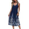 Ekouaer Sleeveless Nightgowns for Women Lace V-neck Long Nightdress Wide Strap Sleepwear Soft Lounge Dresses(Navy Blue Floral)