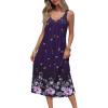 Ekouaer Sleeveless Nightgowns for Women Lace V-neck Long Nightdress Wide Strap Sleepwear Soft Lounge Dresses(Purple Floral)